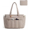 image:imageBAGSMART Tote Bag for Women 2 Set Tote Bag with Zipper Quilted Nurse Handbags for Work Travel College  20L CapacityCamel