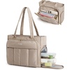 image:imageBAGSMART Tote Bag for Women 2Pc Puffy Tote Bag Set with Zipper Quilted Large Work Teacher Bag for TravelBrown2