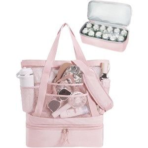 image:imageBAGSMART Beach Bag for Women Mesh Tote Bags with Zipper Sandproof Vacation Essentials with Cooler for Swim Cruise PoolPink