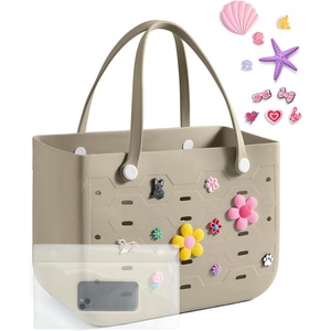 image:imageBAGSMART Beach Bag for Women Waterresistant Rubber Tote Bag Sandproof Vacation Essentials for Summer Swim Cruise PoolAkhaki
