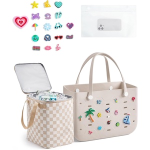 image:imageBAGSMART Beach Bag for Women Waterresistant Rubber Tote Bag Sandproof Vacation Essentials for Summer Swim Cruise PoolAlmond Birch
