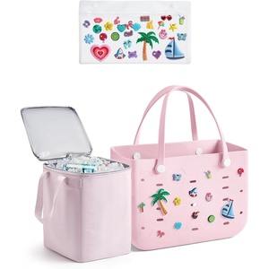 image:imageBAGSMART Beach Bag for Women Waterresistant Rubber Tote Bag Sandproof Vacation Essentials for Summer Swim Cruise PoolLight Pink