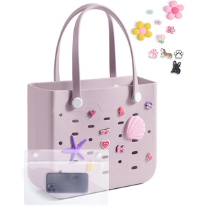 image:imageBAGSMART Beach Bag for Women Waterresistant Rubber Tote Bag Sandproof Vacation Essentials for Summer Swim Cruise PoolPurple Breeze