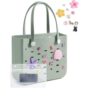 image:imageBAGSMART Beach Bag for Women Waterresistant Rubber Tote Bag Sandproof Vacation Essentials for Summer Swim Cruise PoolSea Glass Sage