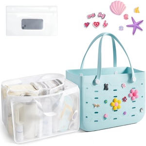 image:imageBAGSMART Beach Bag for Women Waterresistant Rubber Tote Bag Sandproof Vacation Essentials for Summer Swim Cruise PoolSky Blue