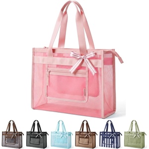 image:imageBAGSMART Beach Tote Bag for Women Personalized Teacher Appreciation Gifts  Selfstanding Sandproof Mesh Bag Custom Jute Gift Tote w Stencils amp Markers Monogrammed Gift Bag Travel Cruise EssentialsBaby Pink