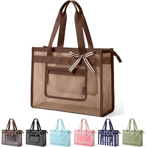 image:imageBAGSMART Beach Tote Bag for Women Personalized Teacher Appreciation Gifts  Selfstanding Sandproof Mesh Bag Custom Jute Gift Tote w Stencils amp Markers Monogrammed Gift Bag Travel Cruise EssentialsTan Brown