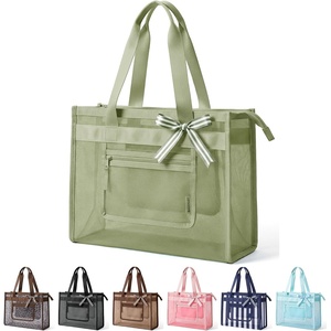 image:imageBAGSMART Beach Tote Bag for Women Personalized Teacher Appreciation Gifts  Selfstanding Sandproof Mesh Bag Custom Jute Gift Tote w Stencils amp Markers Monogrammed Gift Bag Travel Cruise EssentialsForest Green