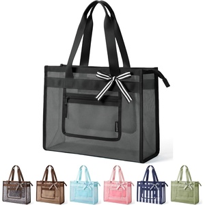 image:imageBAGSMART Beach Tote Bag for Women Personalized Teacher Appreciation Gifts  Selfstanding Sandproof Mesh Bag Custom Jute Gift Tote w Stencils amp Markers Monogrammed Gift Bag Travel Cruise EssentialsBlack