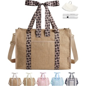 image:imageBAGSMART Beach Tote Bag for Women Personalized Teacher Appreciation Gifts  Selfstanding Sandproof Mesh Bag Custom Jute Gift Tote w Stencils amp Markers Monogrammed Gift Bag Travel Cruise EssentialsKhaki Brown Leopard Print