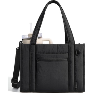 image:imageBAGSMART Boxy Tote Bag for Women Crossbody Bag with Zipper Crush Bow Purses for Travel Work CollegeBlack