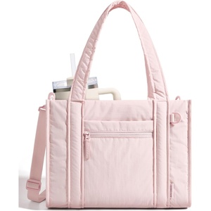image:imageBAGSMART Boxy Tote Bag for Women Crossbody Bag with Zipper Crush Bow Purses for Travel Work CollegePink