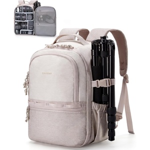 image:imageBAGSMART Camera Backpack DSLR SLR Small Camera Bags for Photographers Compatible for Sony Canon Nikon Shoulder Strap 2in1 Travel Backpack Fits 129 iPad GrayBeige
