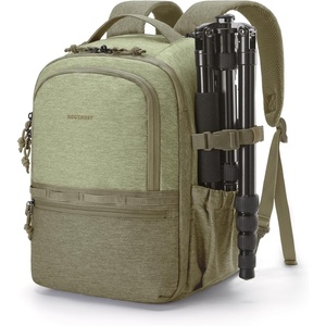 image:imageBAGSMART Camera Backpack DSLR SLR Small Camera Bags for Photographers Compatible for Sony Canon Nikon Shoulder Strap 2in1 Travel Backpack Fits 129 iPad GrayOlive Green