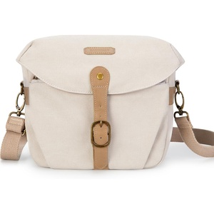 image:imageBAGSMART Camera Bag SLR DSLR Canvas Crossbody Camera Case Compact Camera Shoulder Bag with Rain Cover for Women and Men Khaki02Ivory White