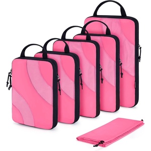 image:imageBAGSMART Compression Packing Cubes 6 Set4 Set2 Set Travel Packing Cubes for Carry on Suitcases Compression Suitcase Organizers Bag Set amp Travel Cubes for Luggage Lightweight Packing Organizers08Rose Red