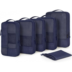 image:imageBAGSMART Compression Packing Cubes for Travel 6 Set Luggage Organizer Bags  Fits 202428in CarryOn Suitcases Compressible Bags Streamline Cruise Travel Essentials Sturdy Handles Machine WashableNavy Blue
