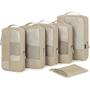 image:imageBAGSMART Compression Packing Cubes for Travel 6 Set Luggage Organizer Bags  Fits 202428in CarryOn Suitcases Compressible Bags Streamline Cruise Travel Essentials Sturdy Handles Machine Washable02Khaki