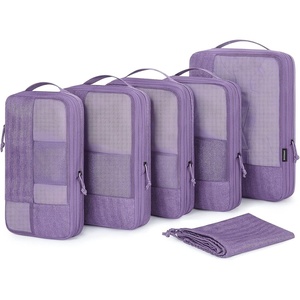 image:imageBAGSMART Compression Packing Cubes for Travel 6 Set Luggage Organizer Bags  Fits 202428in CarryOn Suitcases Compressible Bags Streamline Cruise Travel Essentials Sturdy Handles Machine WashableViolet