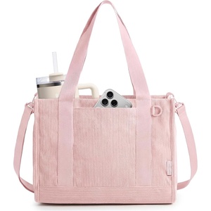 image:imageBAGSMART Corduroy Tote Bag for Women Small Travel Work 14 Laptop Handbag  Fits 14 Laptop amp 40oz Tumbler Soft Vintage Corduroy Crossbody Bag For Teacher Nurse Daily Use amp Flight Travel Hand WashCandy Pink