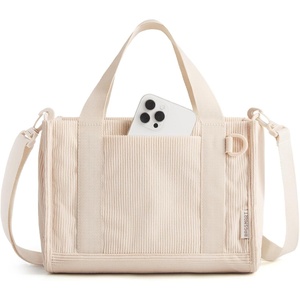 image:imageBAGSMART Corduroy Tote Bag for Women Small Travel Work 14 Laptop Handbag  Fits 14 Laptop amp 40oz Tumbler Soft Vintage Corduroy Crossbody Bag For Teacher Nurse Daily Use amp Flight Travel Hand WashLight Beige