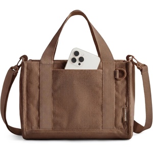 image:imageBAGSMART Corduroy Tote Bag for Women Small Travel Work 14 Laptop Handbag  Fits 14 Laptop amp 40oz Tumbler Soft Vintage Corduroy Crossbody Bag For Teacher Nurse Daily Use amp Flight Travel Hand WashDark Brown