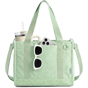 image:imageBAGSMART Corduroy Tote Bag for Women Small Travel Work 14 Laptop Handbag  Fits 14 Laptop amp 40oz Tumbler Soft Vintage Corduroy Crossbody Bag For Teacher Nurse Daily Use amp Flight Travel Hand WashApple Green