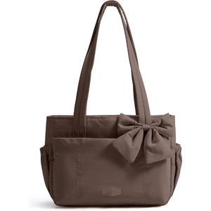 image:imageBAGSMART Crush Bow Tote Bag for Women Puffer Travel Work Yoga Laptop Bag  Large Bow Tote Fits 40oz Tumbler 156 Laptop Yoga Mat Sleeve Waterproof Pocket Travel Work Swim Gym Mom Shoulder HandbagDark Brown