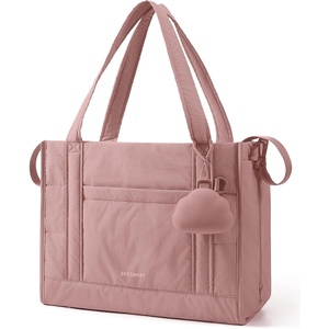image:imageBAGSMART Diaper Bag Tote Puffer Hospital Bag for Labor Delivery with Pacifier Case Lightweight Baby Bag for Travel WorkDark Pink
