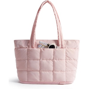 image:imageBAGSMART Expandable Tote Bag for Women Puffer Work Tote Handbag Quilted Carry On Bag for Travel GymBlush Pink