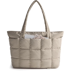 image:imageBAGSMART Expandable Tote Bag for Women Puffer Work Tote Handbag Quilted Carry On Bag for Travel GymCamel