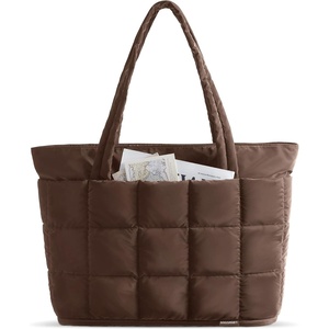image:imageBAGSMART Expandable Tote Bag for Women Puffer Work Tote Handbag Quilted Carry On Bag for Travel GymChocolate