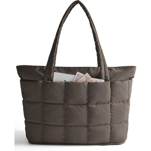 image:imageBAGSMART Expandable Tote Bag for Women Puffer Work Tote Handbag Quilted Carry On Bag for Travel GymDim Gray