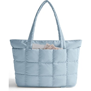 image:imageBAGSMART Expandable Tote Bag for Women Puffer Work Tote Handbag Quilted Carry On Bag for Travel GymFrench Blue