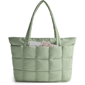 image:imageBAGSMART Expandable Tote Bag for Women Puffer Work Tote Handbag Quilted Carry On Bag for Travel GymGreen