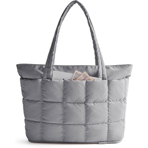 image:imageBAGSMART Expandable Tote Bag for Women Puffer Work Tote Handbag Quilted Carry On Bag for Travel GymGrey