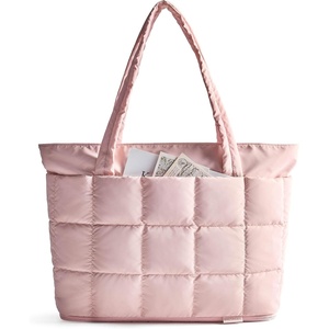 image:imageBAGSMART Expandable Tote Bag for Women Puffer Work Tote Handbag Quilted Carry On Bag for Travel GymLight Pink