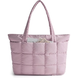 image:imageBAGSMART Expandable Tote Bag for Women Puffer Work Tote Handbag Quilted Carry On Bag for Travel GymPurple