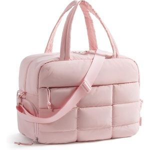 image:imageBAGSMART Gym Bag for Women Carry on Travel Duffel Bag Waterresistant Weekender with Shoe Compartment for Gym Travel Work Desert MediumMLight Pink