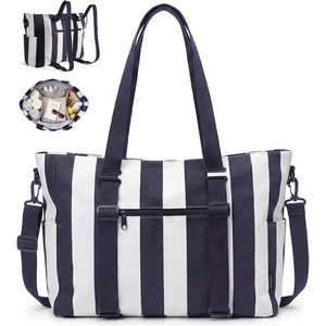 image:imageBAGSMART Large Beach Bag for Women Oversize Tote Bag for TravelSwim PoolSummer  3Ways to CarryNautical Stripe