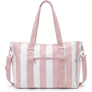 image:imageBAGSMART Large Beach Bag for Women Oversize Tote Bag for TravelSwim PoolSummer  3Ways to CarryPink Stripe