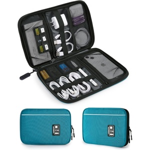 image:imageBAGSMART Large Electronics Travel Organizer Case Tech Accessories Cord Storage Bag for Phone Power Bank SD Card Cables BlackBlue