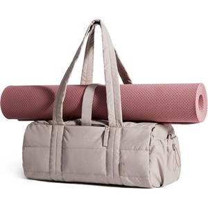 image:imageBAGSMART Reiki Gym Bag for Women Puffy Yoga Mat Travel Weekender Duffle Bag  LintResistant Lining WetDry Pocket amp AntiSlip Mat Loop UltraLight Roomy for Workout Gear Water Bottle Travel Sports15LSand Brown