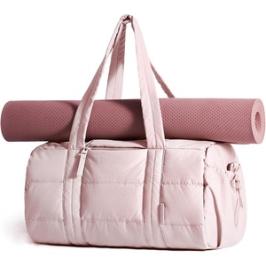 image:imageBAGSMART Reiki Gym Bag for Women Puffy Yoga Mat Travel Weekender Duffle Bag  LintResistant Lining WetDry Pocket amp AntiSlip Mat Loop UltraLight Roomy for Workout Gear Water Bottle Travel Sports24LBaby Pink