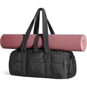 image:imageBAGSMART Reiki Gym Bag for Women Puffy Yoga Mat Travel Weekender Duffle Bag  LintResistant Lining WetDry Pocket amp AntiSlip Mat Loop UltraLight Roomy for Workout Gear Water Bottle Travel Sports15LBlack