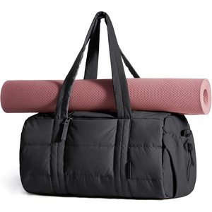 image:imageBAGSMART Reiki Gym Bag for Women Puffy Yoga Mat Travel Weekender Duffle Bag  LintResistant Lining WetDry Pocket amp AntiSlip Mat Loop UltraLight Roomy for Workout Gear Water Bottle Travel Sports24LJet Black