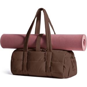 image:imageBAGSMART Reiki Gym Bag for Women Puffy Yoga Mat Travel Weekender Duffle Bag  LintResistant Lining WetDry Pocket amp AntiSlip Mat Loop UltraLight Roomy for Workout Gear Water Bottle Travel Sports15LDark Brown