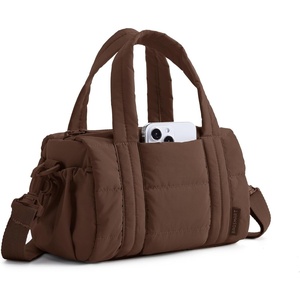 image:imageBAGSMART Reiki Gym Bag for Women Puffy Yoga Mat Travel Weekender Duffle Bag  LintResistant Lining WetDry Pocket amp AntiSlip Mat Loop UltraLight Roomy for Workout Gear Water Bottle Travel Sports5LMocha Brown