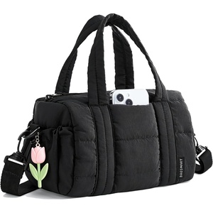 image:imageBAGSMART Reiki Gym Bag for Women Puffy Yoga Mat Travel Weekender Duffle Bag  LintResistant Lining WetDry Pocket amp AntiSlip Mat Loop UltraLight Roomy for Workout Gear Water Bottle Travel Sports5LJet Black