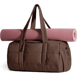image:imageBAGSMART Reiki Gym Bag for Women Puffy Yoga Mat Travel Weekender Duffle Bag  LintResistant Lining WetDry Pocket amp AntiSlip Mat Loop UltraLight Roomy for Workout Gear Water Bottle Travel Sports24LMocha Brown